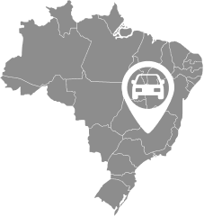 Mapa do Brasil contendo um icone sinalizando um estado, placa fora do estado de atendimento