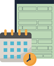 Ilustração de documento e uma agenda