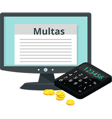 Ilustração de uma calculadora e computador
