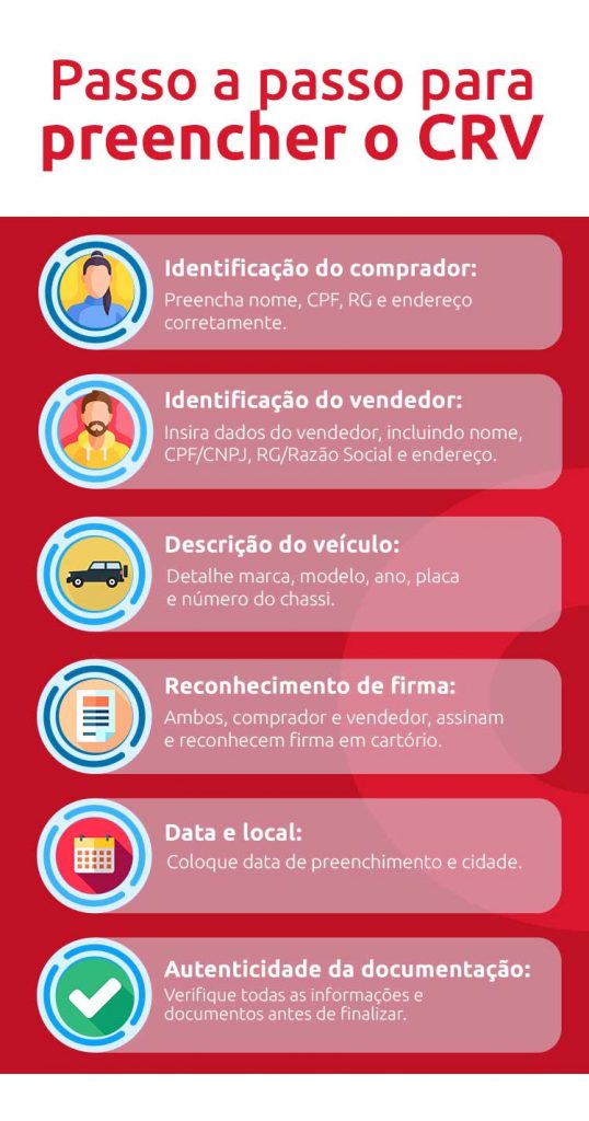 Infográfico sobre passo a passo para preencher o CRV | DOK Despachante