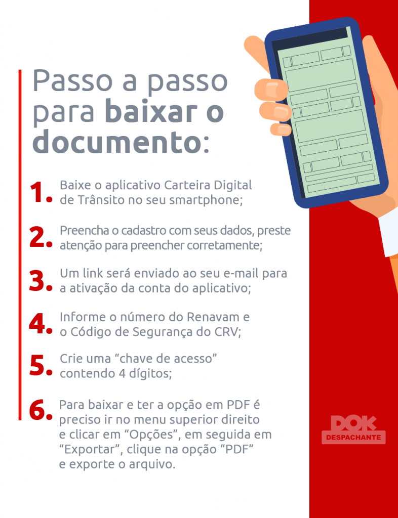 como baixar o documento do veículo dok despachante infográfico