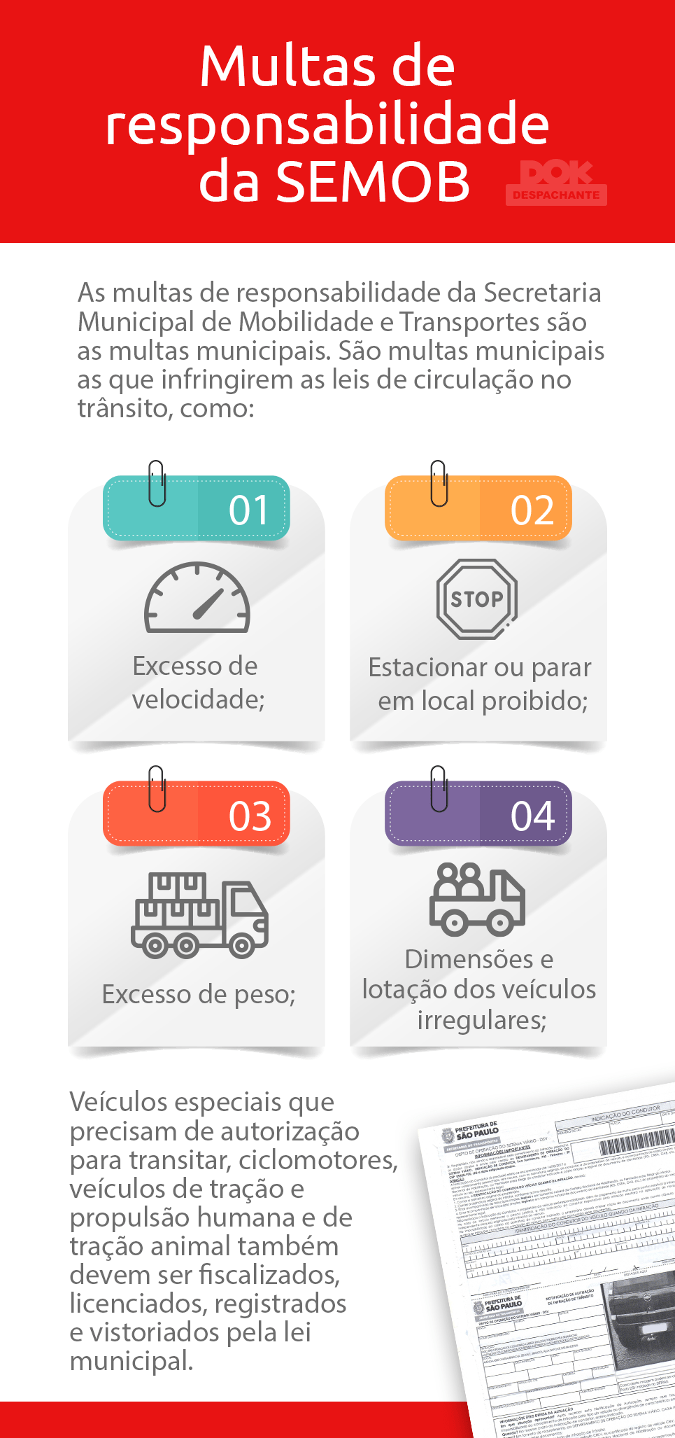 Infográfico sobre SEMOB multas - DOK Despachante.