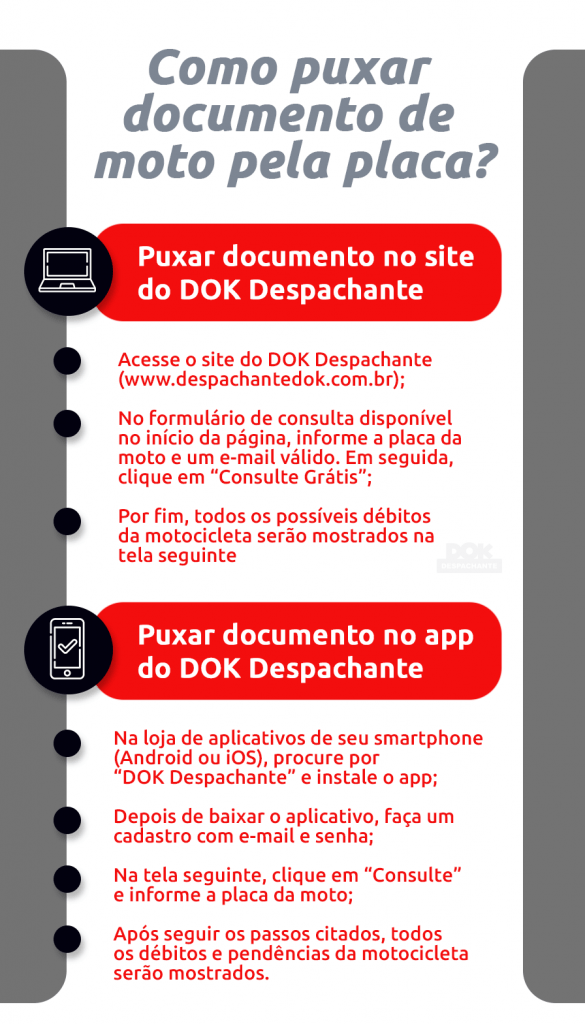 tutorial sobre como puxar documento de moto pela placa com o DOK Despachante
