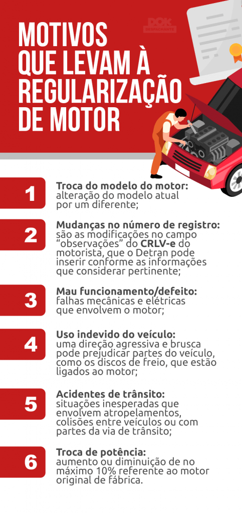 Infográfico sobre os motivos para fazer a regularização de motor | DOK Despachante