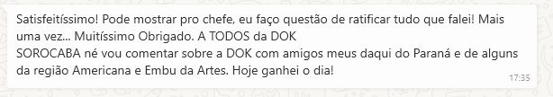 Imagem avaliação de cliente pelo WhatsApp - DOK Despachante