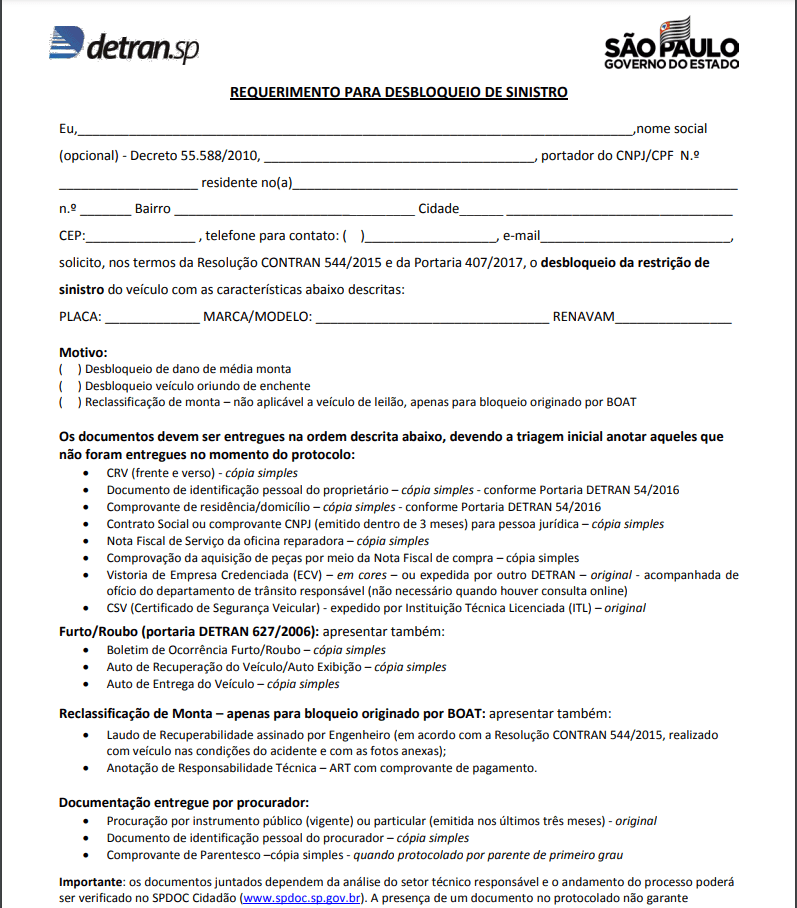 requerimento Detran DOK