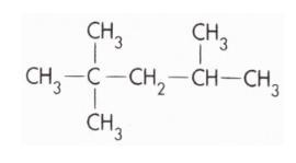 Fórmula estrutural do iso-octano, o composto mais importante das gasolinas comum e aditivada - DOK Despachante