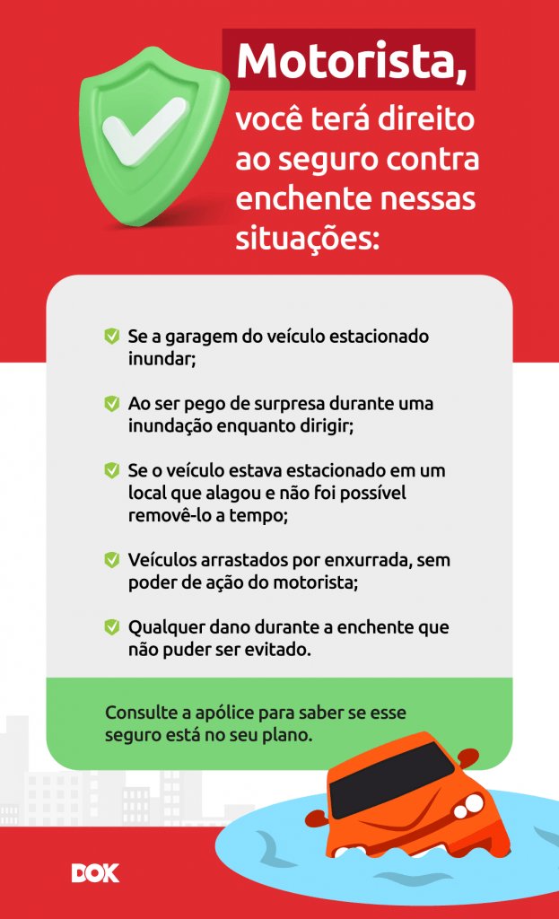 Infográfico sobre quando o seguro cobre enchente | DOK Despachante