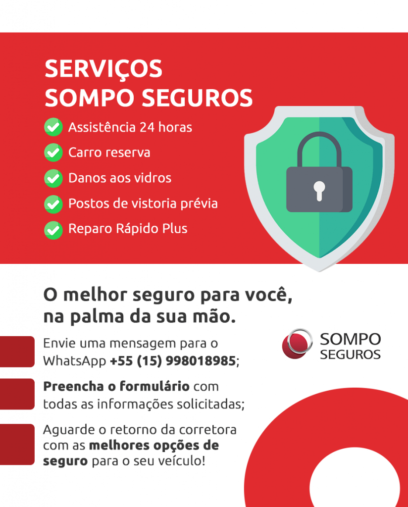 Infográfico sobre os serviços da Sompo Seguros | DOK Despachante