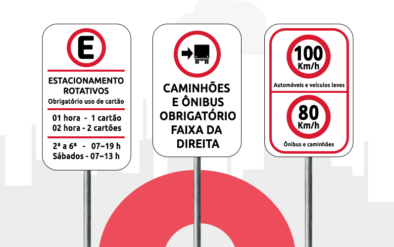 Vetor das placas de regulamentação com informações complementares | DOK Despachante