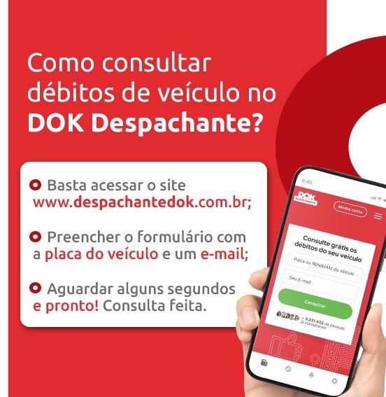 Infográfico sobre como consultar débitos de veículo no DOK Despachante.