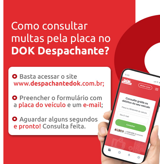 Infográfico sobre como consultar multas pela placa no DOK Despachante