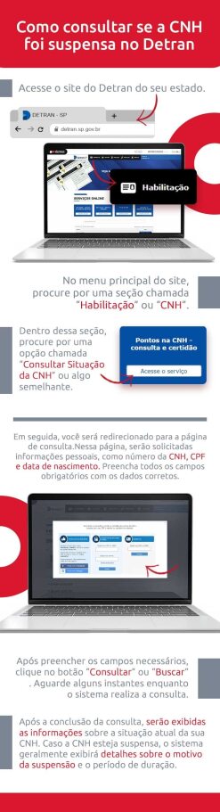 Infográfico sobre como consultar se a CNH foi suspensa no Detran - DOK Despachante.