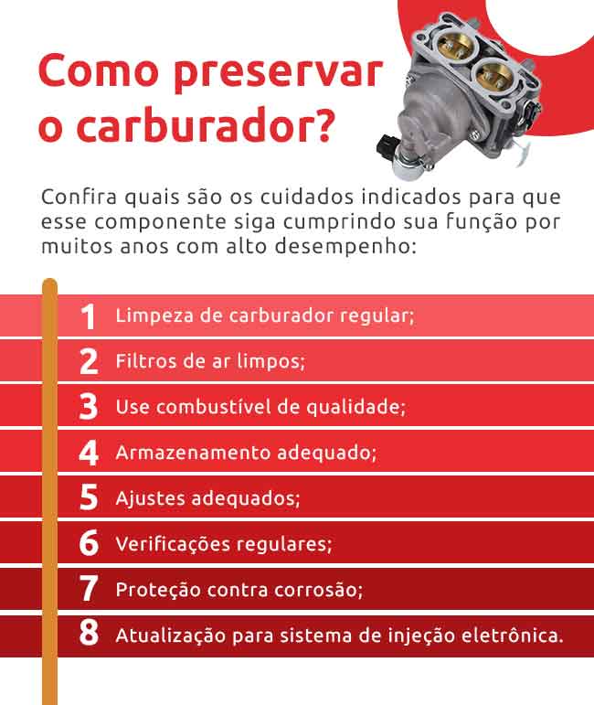 Infográfico sobre como preservar o carburador | DOK