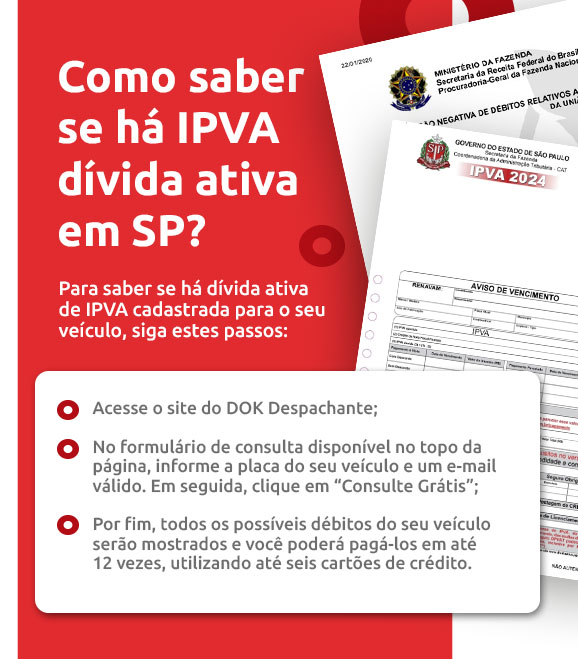 Infográfico sobre como saber se há IPVA dívida ativa em SP | DOK