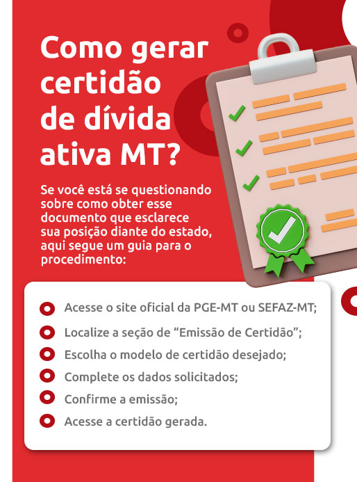 Infográfico sobre como gerar certidão de dívida ativa MT | DOK