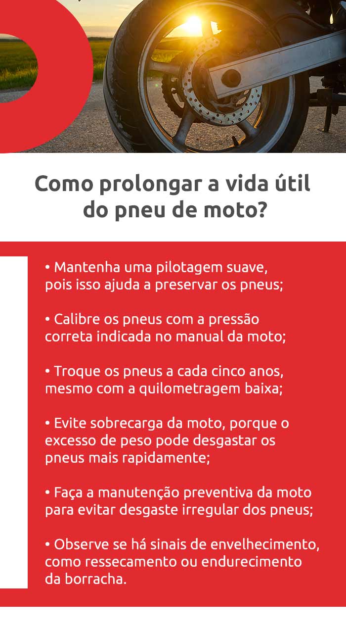 Infográfico sobre como prolongar a vida útil do pneu de moto | DOK