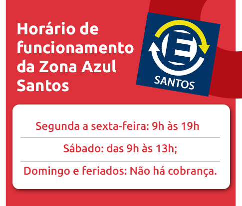 Infográfico sobre horário de funcionamento da Zona Azul Santos | DOK