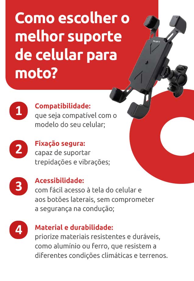 Infográfico sobre como escolher o melhor suporte de celular para moto | DOK