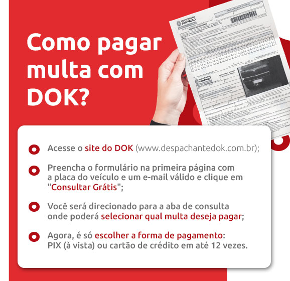 Infográfico sobre como pagar multa com DOK | DOK